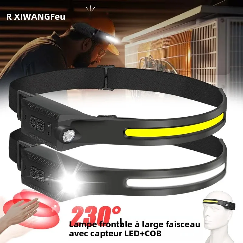 Lampe frontale LED rechargeable, 3 modes de luminosité réglables, lampe frontale légère pour le camping, la randonnée en plein air, les situations d'urgence