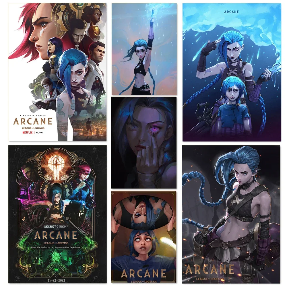 Arcane League of Legends Poster Game Role Jinx Vi Jess Yasuo Posters Canvas Painting Wall Art Picture Bar Home Decor Cuadros