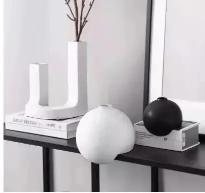 Right Angle Spherical Ceramic Vase Desk Decoration Vases Decorative Flowers Pots Flower Arrangement Modern Home Decor
