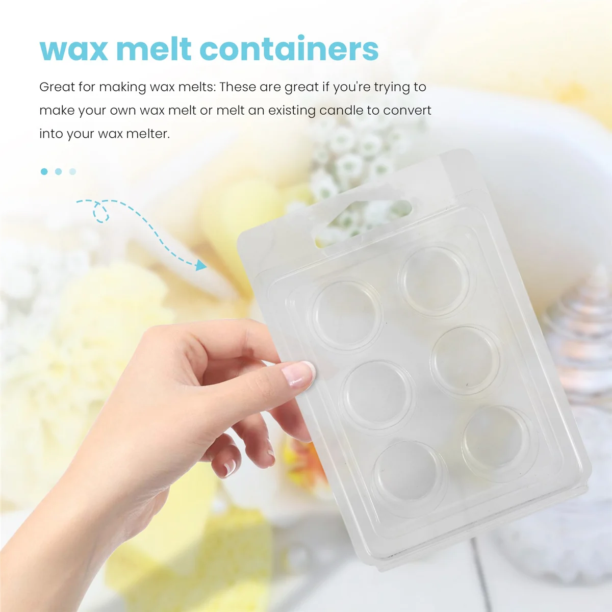 60 Pack Wax Melt Containers-6 Cavity Clear Empty Plastic Wax Melt Molds - Clamshells for Tarts Wax Melts.