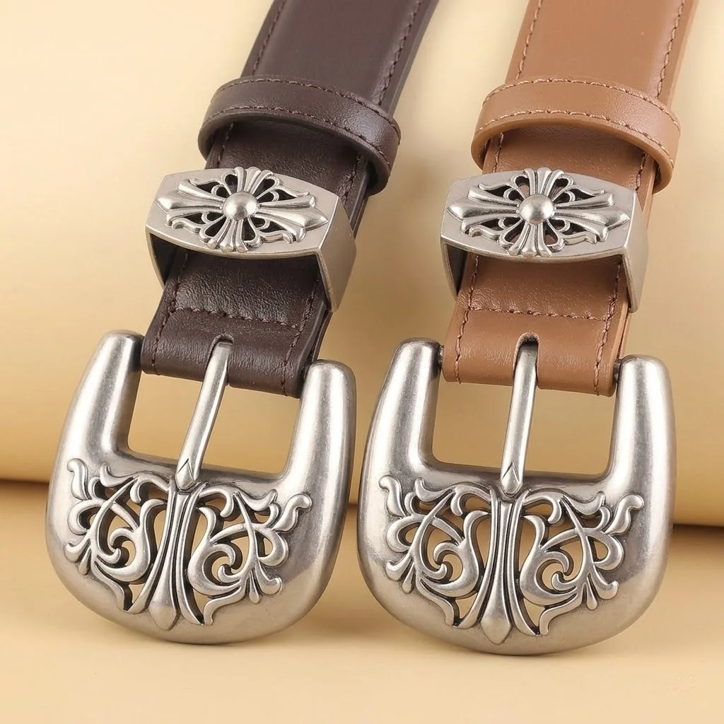 デザイナー-レディース-ベルト-本革-高級-エレガント-レディース-ファッション-ベルト-ワイド-ジーンズ-パンツ用-ウエスタン-カウボーイ-ブラウン-ブラック