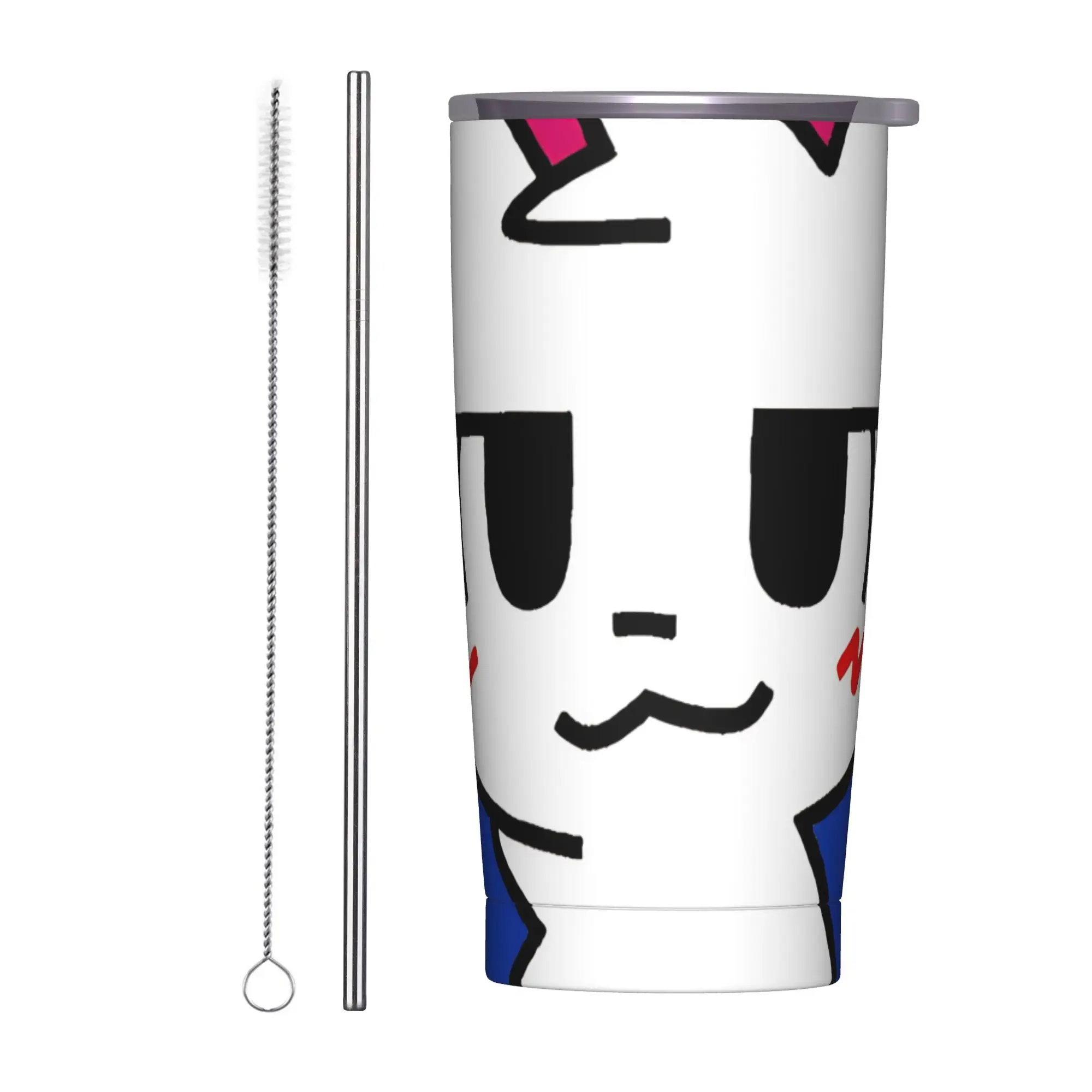 Boykissers Silly Insulated Tumbler with Straws Lid Cat Stainless Steel Thermal Mug Outdoor Travel Spill Proof Cups, 20oz