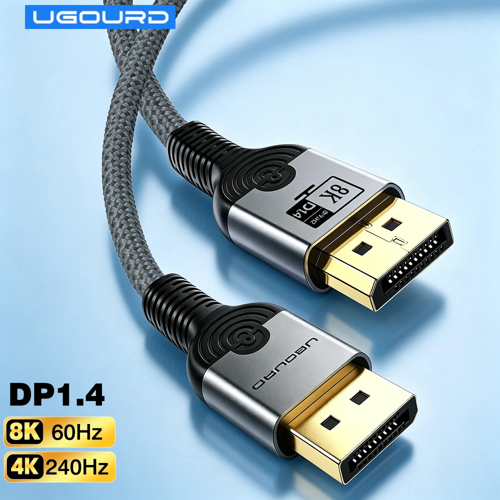 UGOURD DisplayPort 1.4 Cable 8K@60Hz 4K@240Hz 2K@144Hz/165Hz 32.4Gbps HDR Braided DP to DP Cable for Gaming Monitor Laptop TV