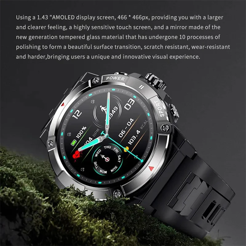 Amoled Men Smart Watch NX8 Pro Outdoor Sports Bluetooth Call Compass Altitude Air Pressure Local Music Player Smartwatch