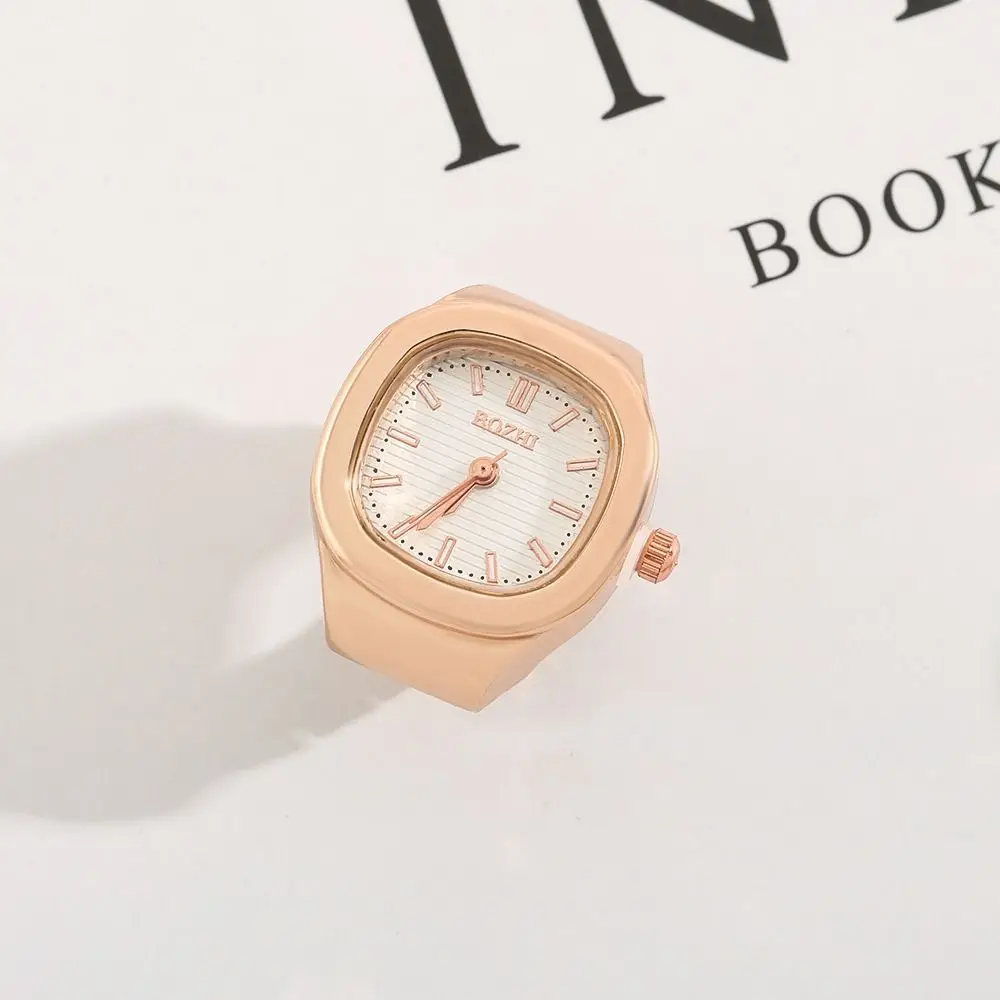 الإبداعية قابل للتعديل البنصر ووتش البسيطة مربع زوجين حلقة ووتش سبيكة خمر كوارتز ساعة الرجال النساء