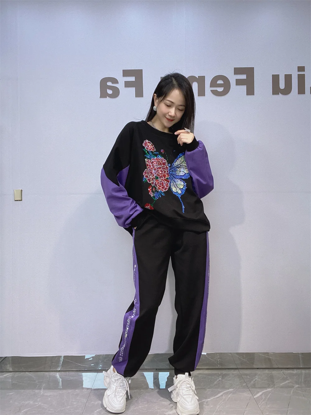 

Two Pieces Pattern Sparkly Casual Sweater Set Women Spring Fall Long Set Hooded Sweater And Stretchy Knitted Sweatpants