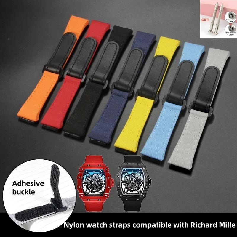25mm For Richard Mille Nylon Canvas 4 Stars Screwdriver Anti-Allergy Watchbands RM50 53 Series Replace Convenient Watch Strap