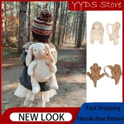 Cute Cartoon Bunny Doll Backpack Kids Teddy Fur Stereo Shape Backpack Dinosaur Doll Bag Kindergarten Travel Bag