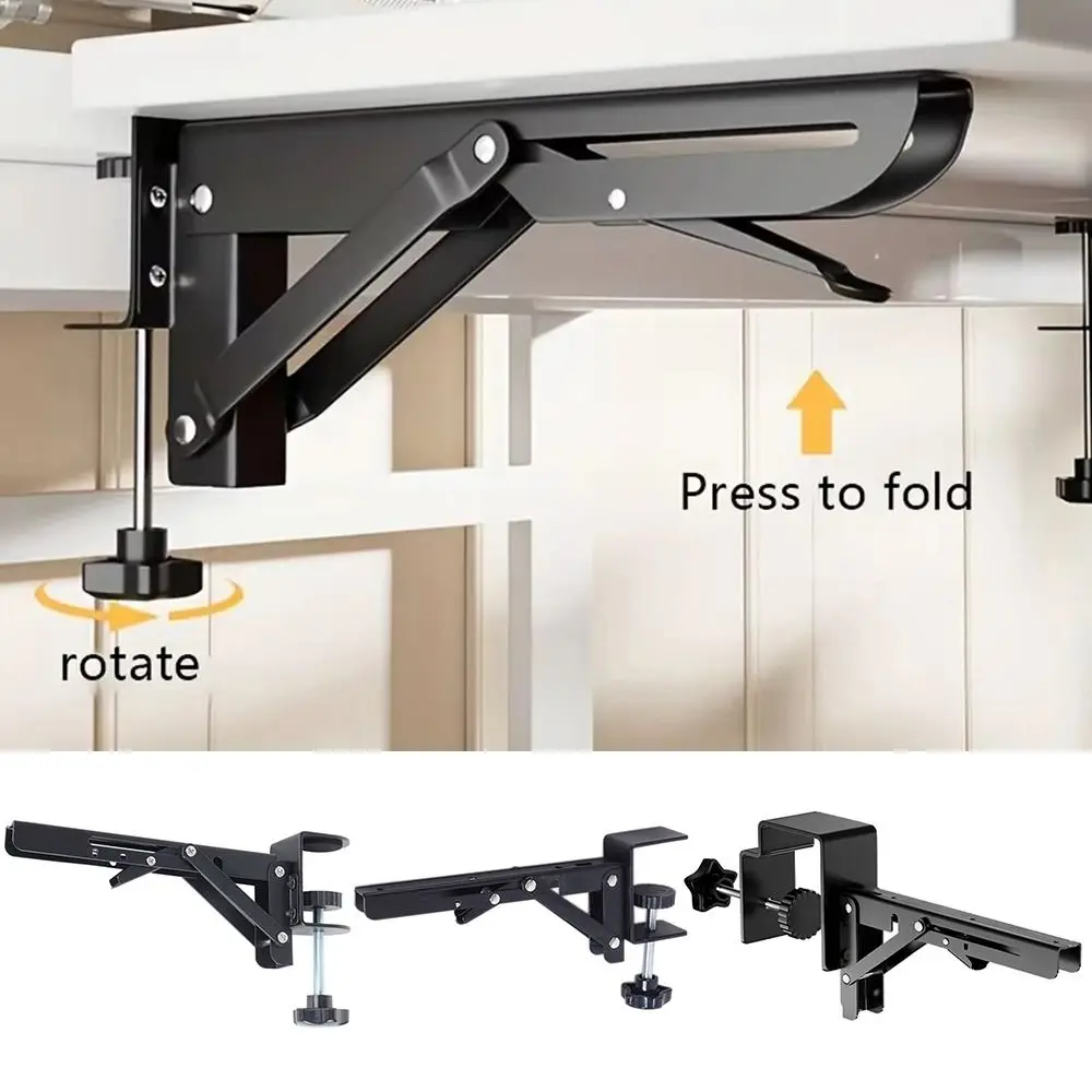 Suporte de mesa dobrável em forma de L, rack de placa de extensão de mesa resistente sem perfurações, economia de espaço ajustável