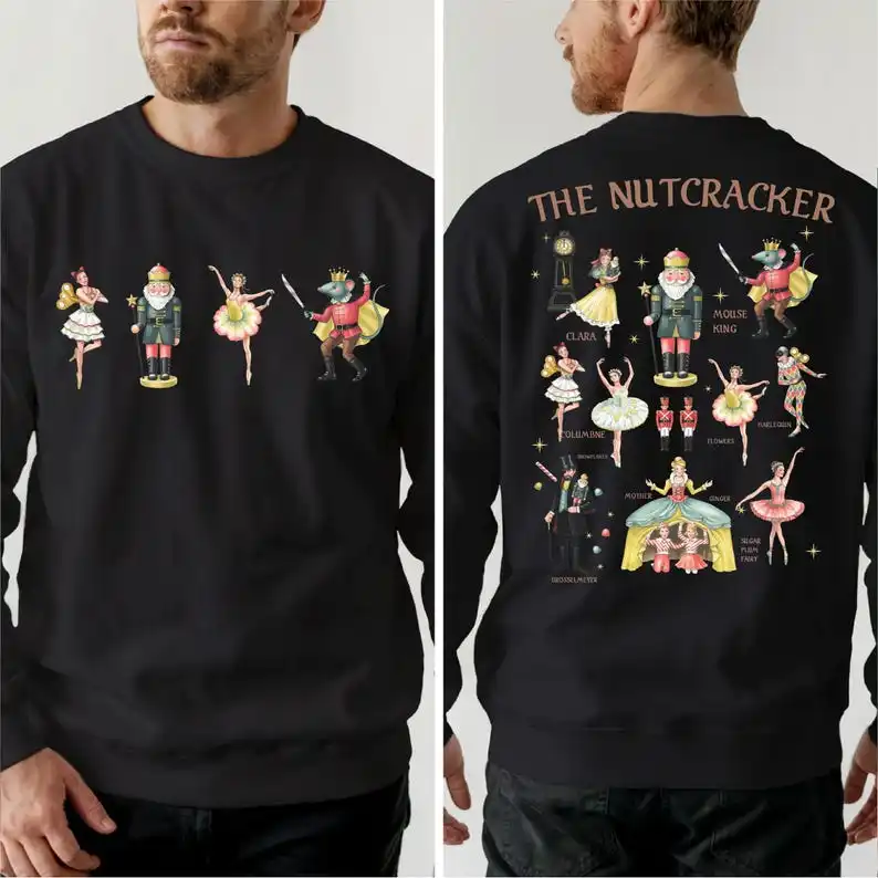 Merry Christmas Nutcracker Ballet Christmas Vibes Sweatshirt Winter Season Thermal Hoodie Long Sleeve Tracksuit Womens Pullover