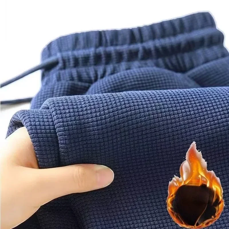 

Модные корейские осенне-зимние мужские утолщенные повседневные брюки на флисовой подкладке, универсальные прямые спортивные брюки свободного кроя