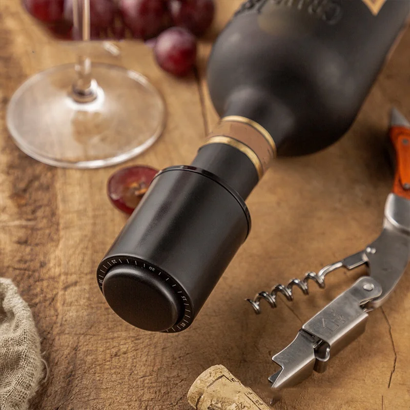 Compact Presstype Vacuum Wine Stopper with Date Indicator ABS Pump for Maintaining Fresh Wine Flavor and Aroma
