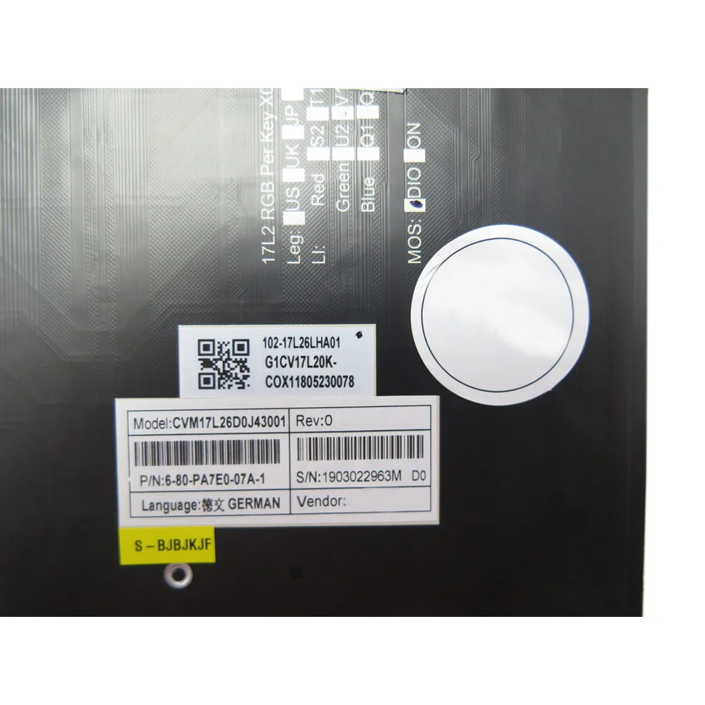 LED PER KEY Backlit GR Keyboard CVM17L26D0J430 6-80-PA7E0-070-1 CVM17L26D0J43001 6-80-PA7E0-07A-1 German Black With Frame New
