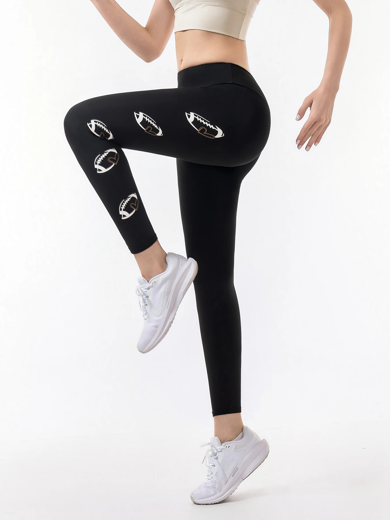 Baseball black tight-fitting leggings for women spring and autumn large-sized personalized cotton pencil pants 9-inch pants