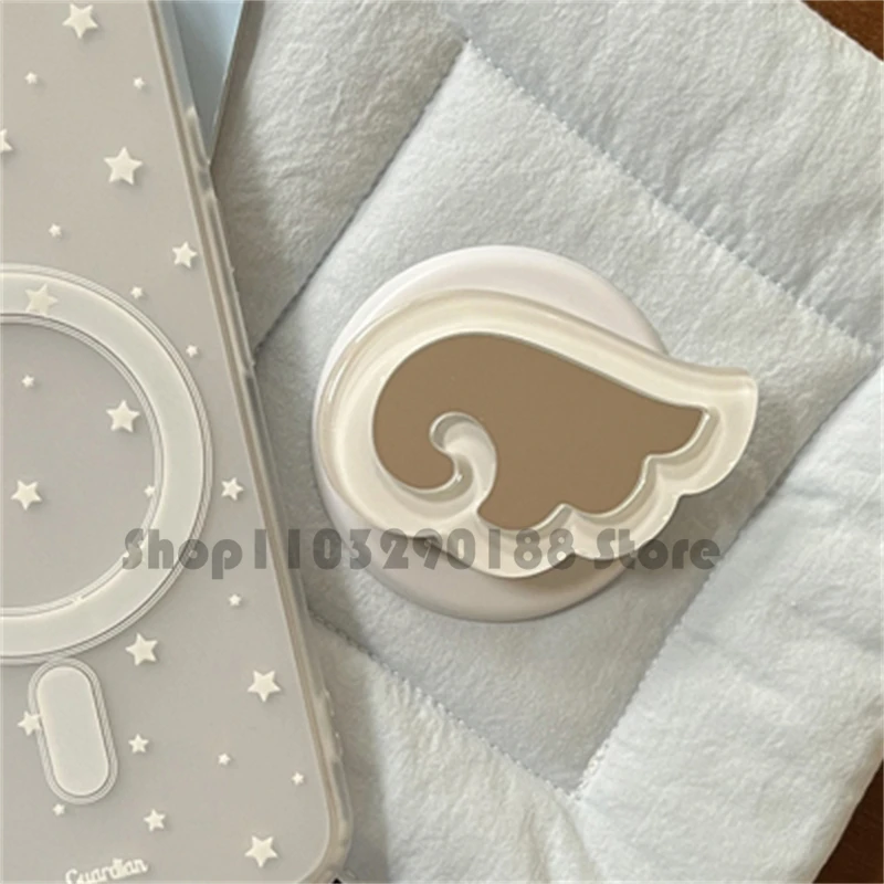 

Корейский милый мультяшный белый зеркало с крыльями, магнитный держатель, ручка Tok Griptok, подставка для телефона, поддержка для iPhone Magsafe Smart Tok