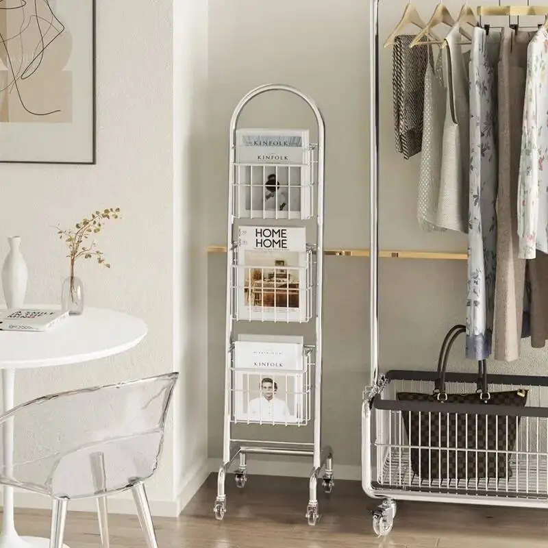 Mobile Living Room Magazine Racks Office Corner Shelf Display Magazine Racks Metal Modern Furniture Rek Voor Tijdschriften MHSNJ