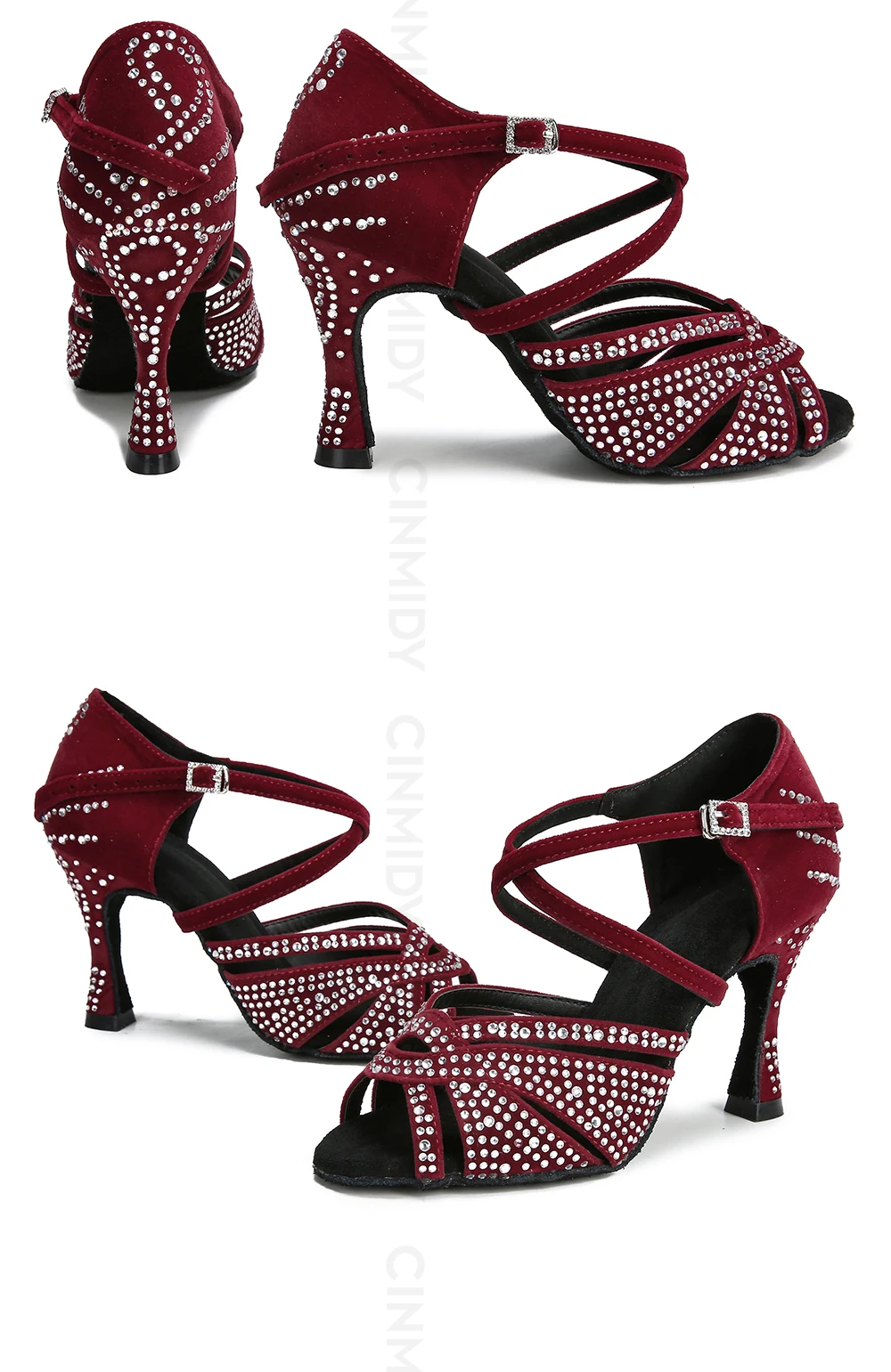 CINMIDY Strass-Latein-Tanzschuhe, Ballsaal-Tanzschuhe, Tango-Chacha-Salsa-Tanzschuhe, Partyschuhe, Weichsohlen-Hochzeitsschuhe – Detail 19