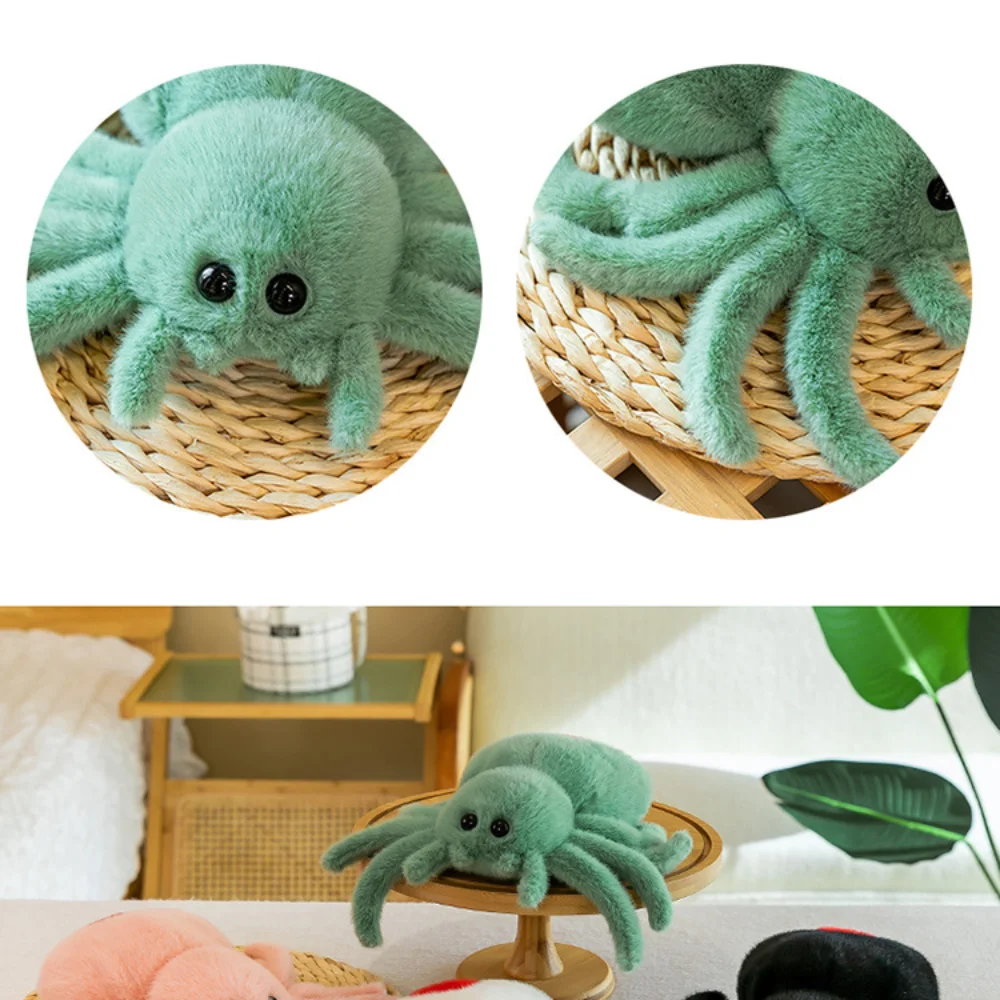 25cm Simulation Black Spider Jumping Spider Doll Crawling Pet Doll Plush Cute Reptile Plush Toy Super Cute Doll