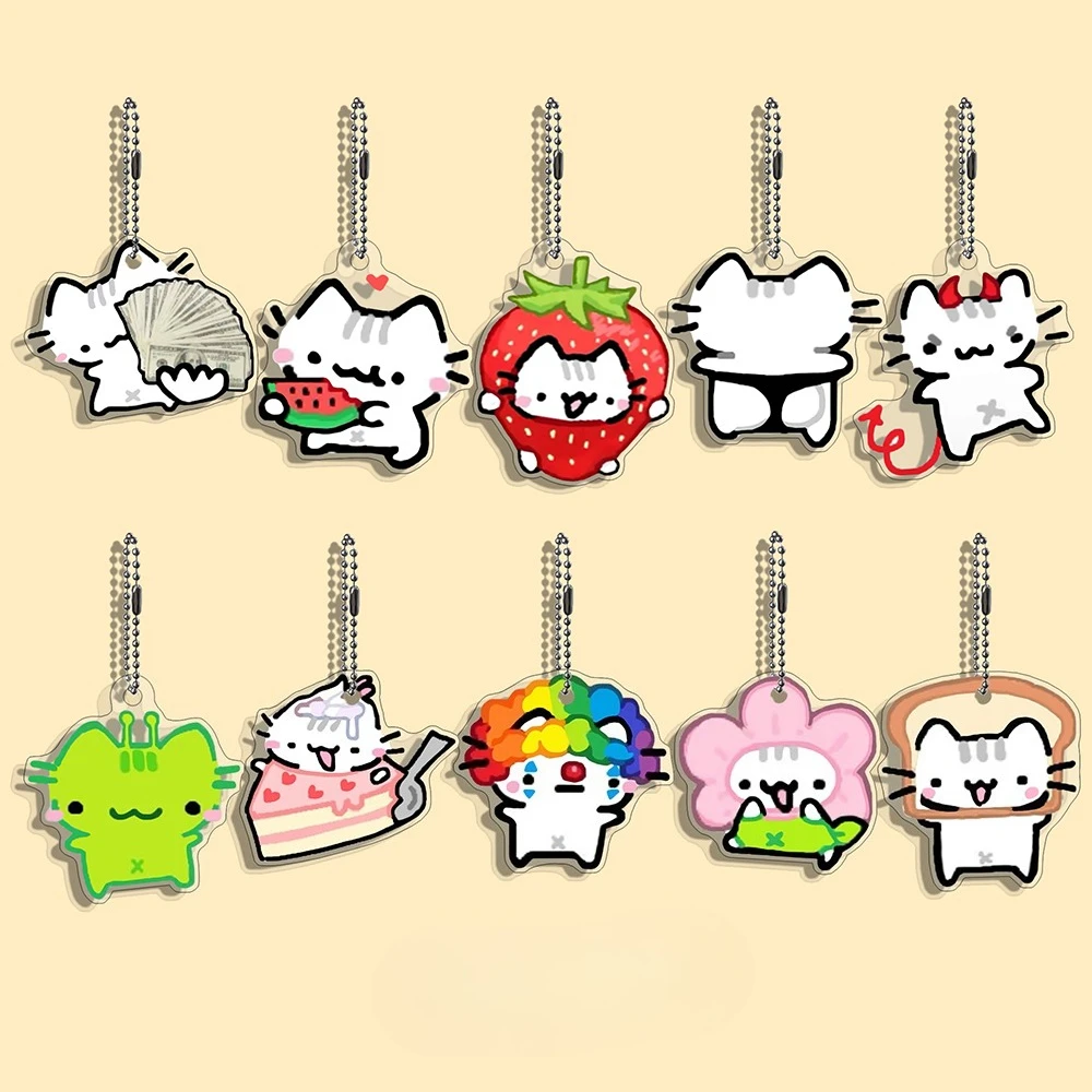 Acrylic Funny Cat Character Keychain Student Gift Bag Women's Bag Cute Things Gift for Best Friends Decoration Birthday Gift