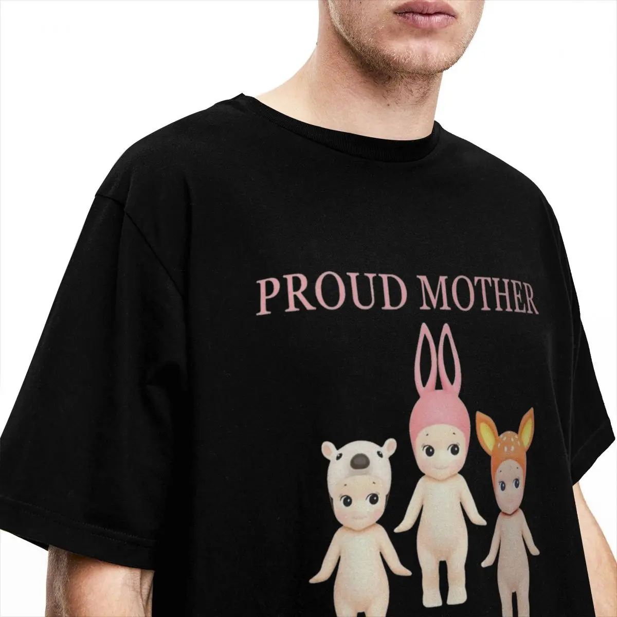 Sonny Angel Proud Mother T Shirt Men's Cute Cartoon Vintage 100 Cotton T-Shirts Summer O Neck Harajuku Tees Oversized Clothes