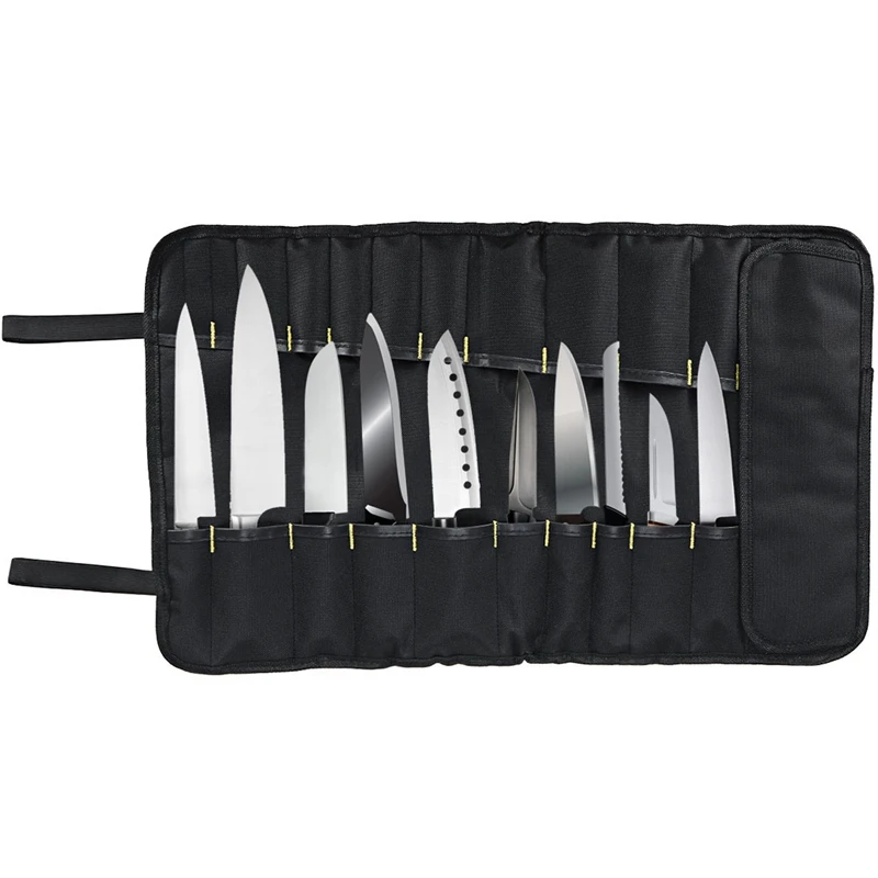 Bolsa para cubiertos de cocina profesional, rollo de cuchillo multifunción de doble uso, bolsa de almacenamiento para cubiertos, juego de cuchillos de Chef con P, 1 unidad