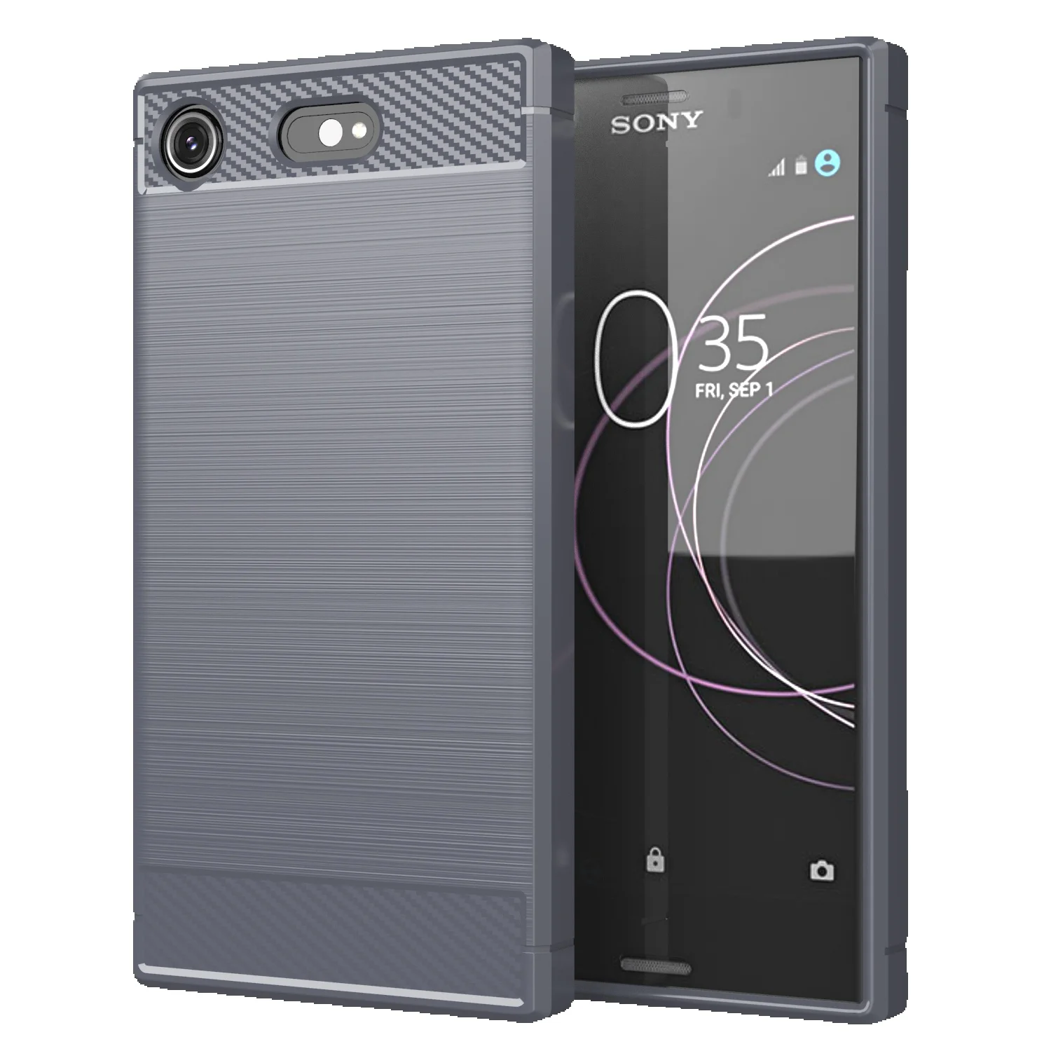 소니 Xperia 컴팩트 XZ1 용 충격 방지 실리콘 케이스, 소니 Xperia XZ1 미니 소프트 폰 커버, 탄소 섬유 케이스