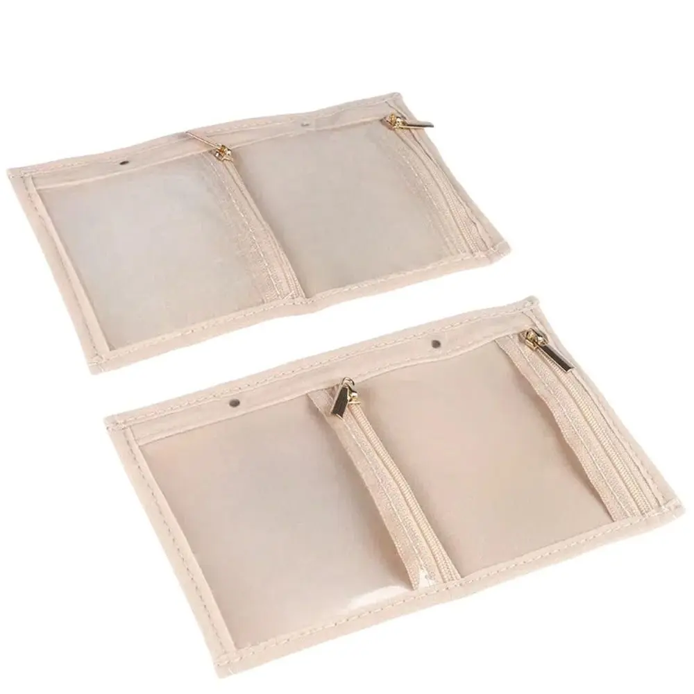 

Сумка для хранения украшений: бархатный мешочек для серег, ожерелий, браслетов, колец, прозрачный, с несколькими карманами, на молнии