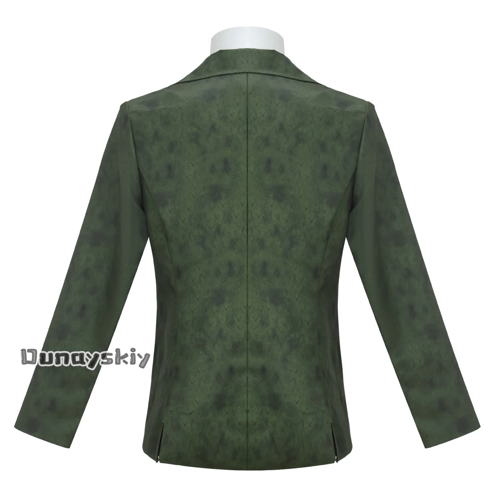 Kostum Harrier Du Bois Cosplay Game Disco Elysium Setelan Hijau + Dasi Pakaian Uniseks Pakaian Anime Halloween Setelan Permainan Peran Prop