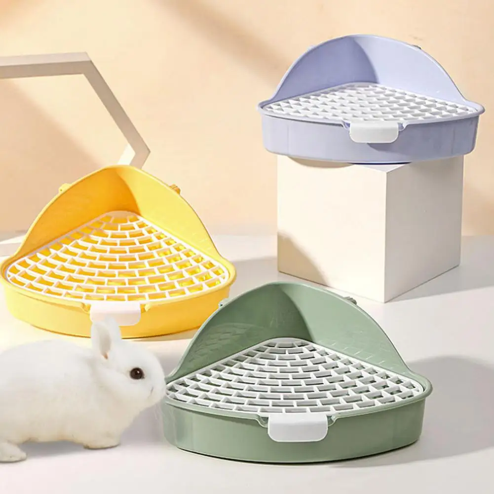 Portable Triangle Rabbit Litter Tray Cleaning Supplies For Small Pet Potty Trainer Plastic Removable Pet Hamster Toilet ﻿