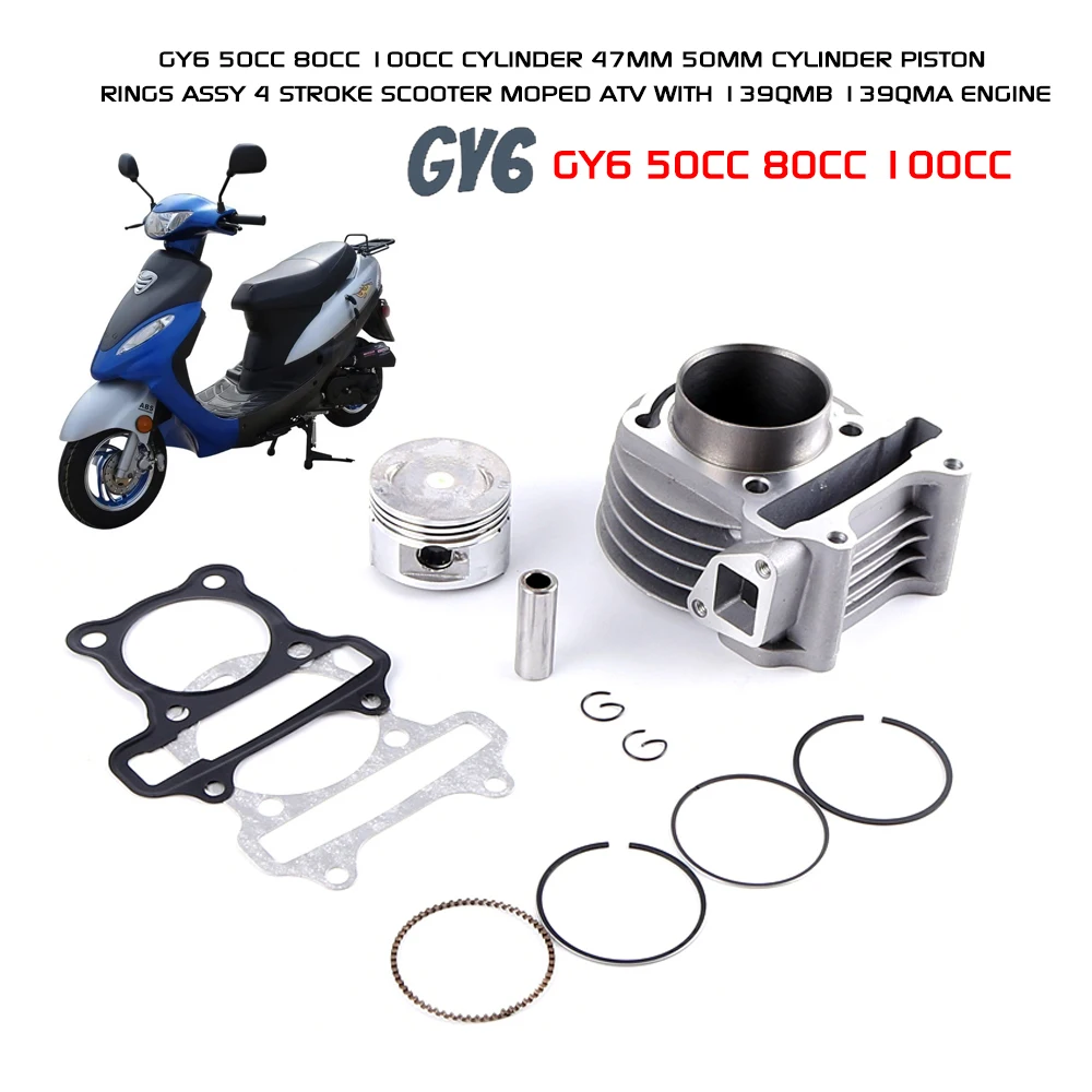 ATV 139QMB 139QMA silnik GY6 50cc 80cc 100cc Cylinder 47mm 50mm Cylinder pierścienie tłokowe assy 4 suwowy skuter motorower