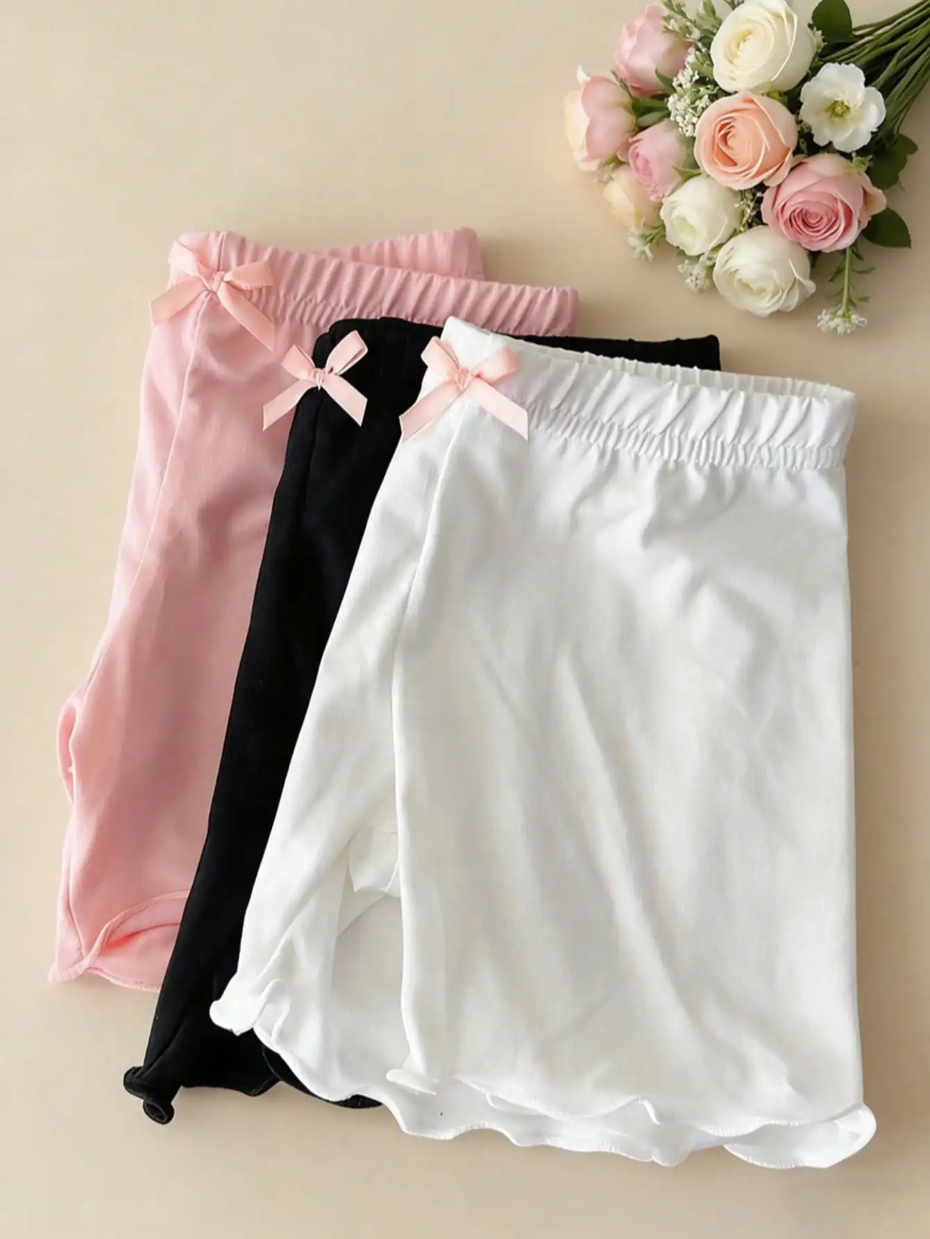3Pcs Girls Modal Safety Shorts 2-10Y Anti-Exposure Bow Decor Kids Shorts For Casual, Beach Days, Parties & Princess Outfits