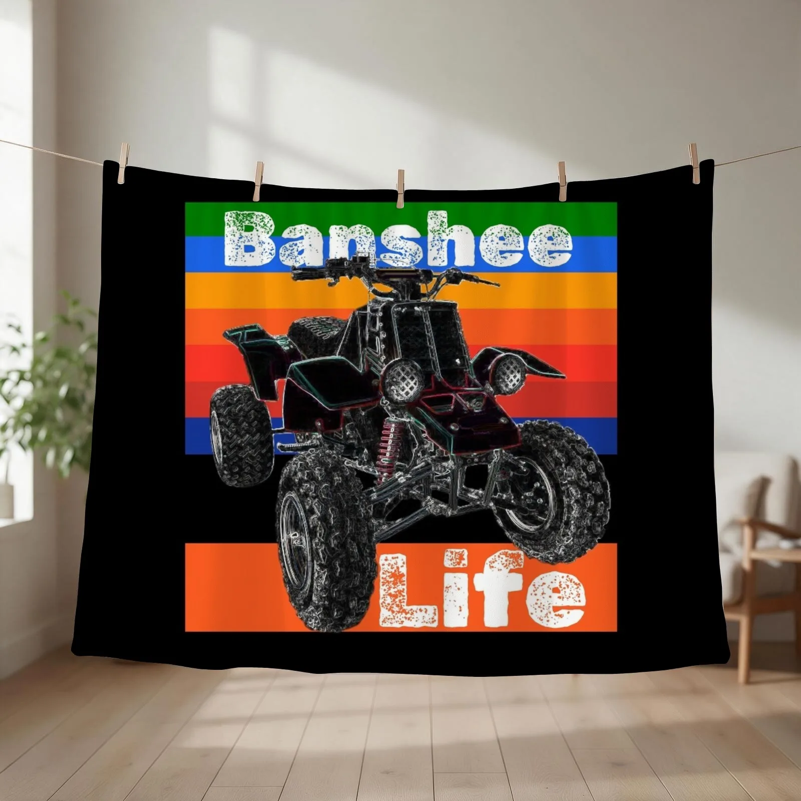 Banshee Quad ATV, Banshee Four Wheeler, Quad Bike Throw Blanket couch cozy soft plush fuzzy picnic outdoor blanket