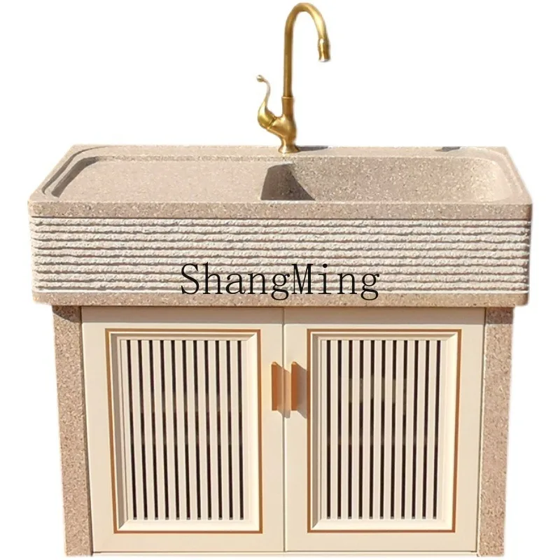 

ZHB outdoor pool courtyard basin outdoor yard sink balcony marble integrated laundry basin garden sink G