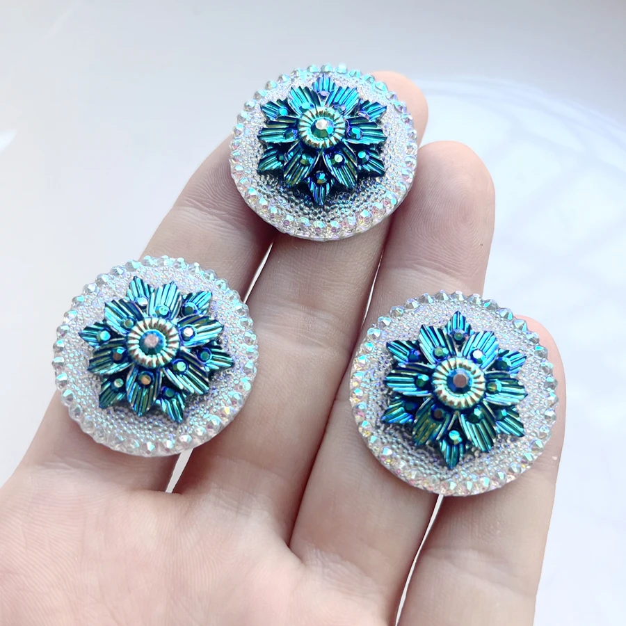 30MM round resin Flat back Flower Gems Native Earrings Jewelry Accessories Wedding decoration 10 pieces/bag