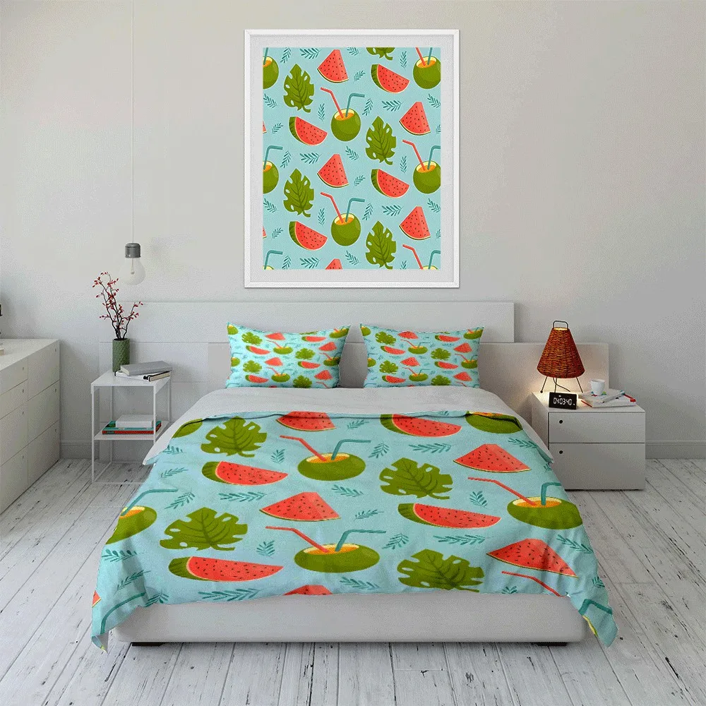 Tropical Fruit Summer Vibes Set Exquisite three-piece bedding set gift for kids and adults