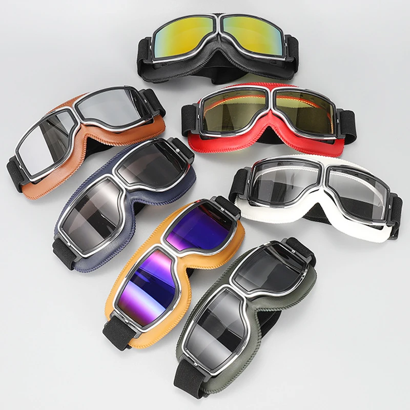 

GPCROSS Universal Vintage Motorcycle Goggles Motorbike Scooter Biker Glasses Helmet Goggles Foldable