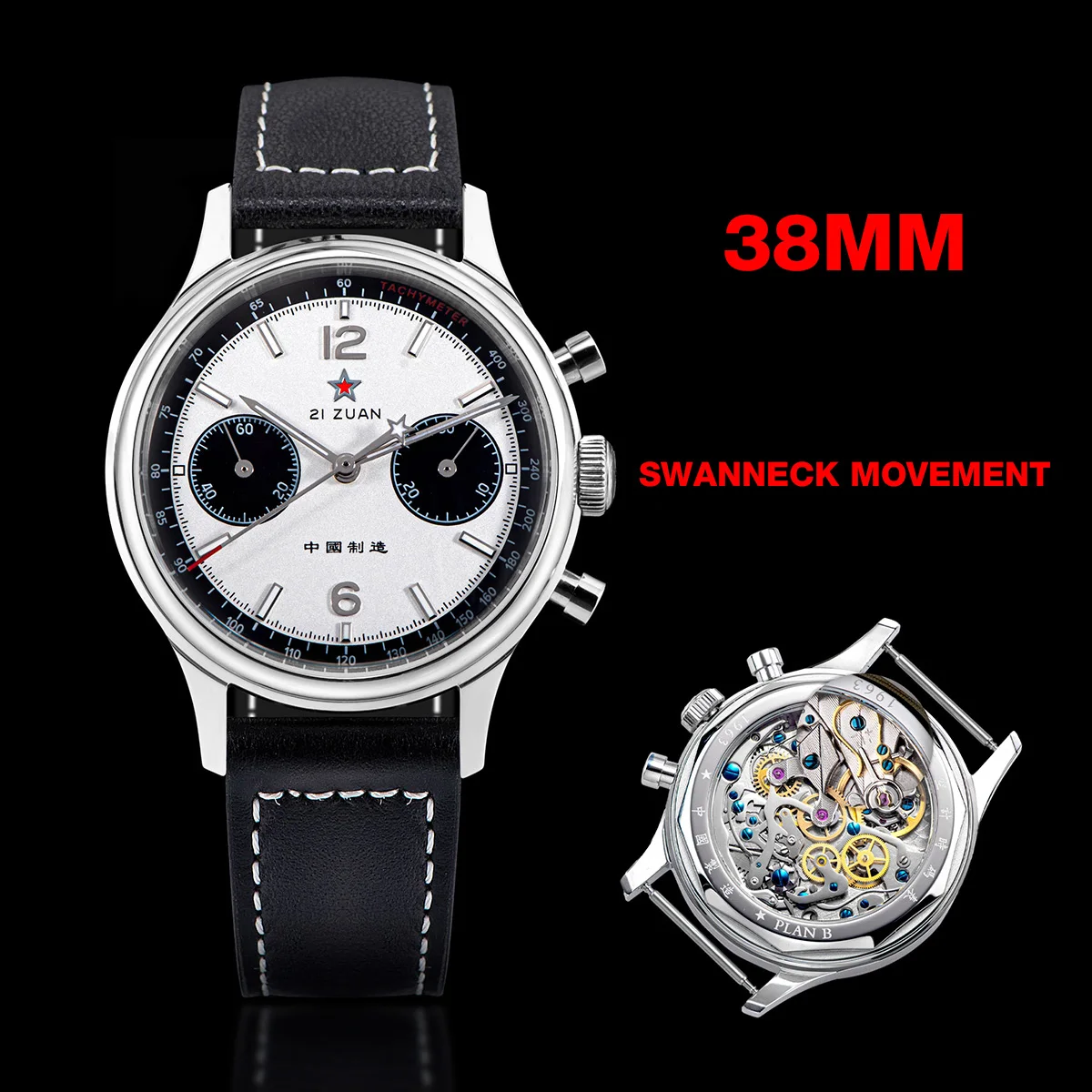 Chronograph Panda 1963 Pilot Chinese Watch Men 38/40MM Sapphire Mechanical ST1901 Wristwatch Retro Clock Reloj Hombre Air Force