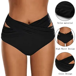 Women High Waist Ruched Bikini Bottoms Swimsuit Briefs Pants Bikinis Women купальники для полных женский Bikini Sexys Atrevidos