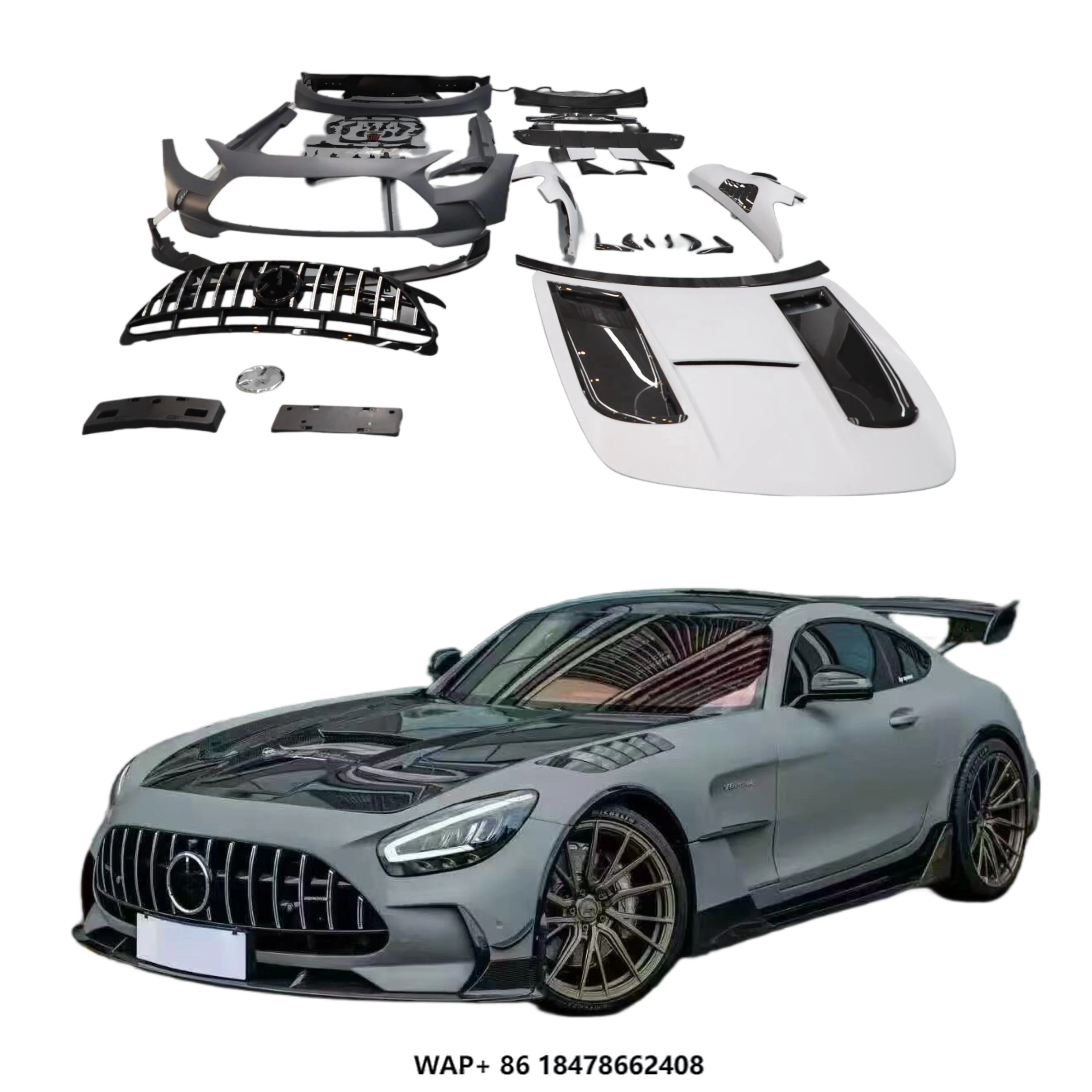 

Black Series PP Dry Carbon Fiber Front Rear Bumper Side Skirt Spoiler Body Kit for Mercedes Benz AMG GT Upgrade