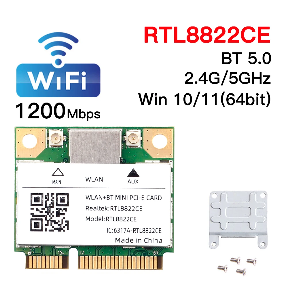 Dual Band Mini Pcie RTL8822CE 1200Mbps WiFi Karte Bluetooth 5,0 Wireless Adapter 802,11 ac WIFI dongle Für Win10/11 Besser 7260HMW – Detail 1