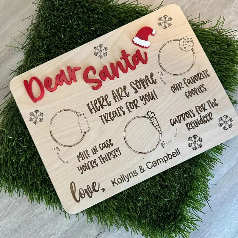 شخصية عشية عيد الميلاد سانتا كلوز صينية الوجبات الخفيفة كوكيز عيد الميلاد وصينية الحليب لوحة خشبية عشية عيد الميلاد هدية الأسرة