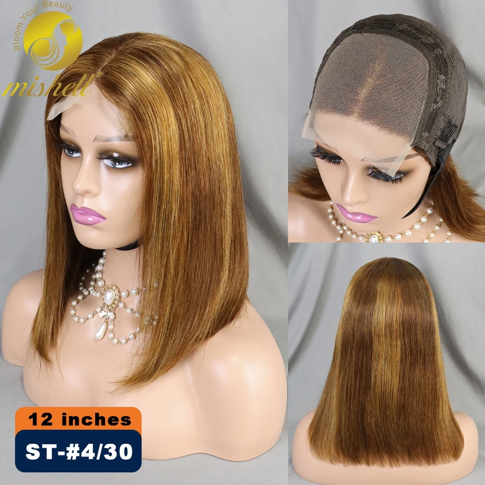 

4-30 Color 4x4 Transparent Lace Closure Wigs Transparent Straight Hair Short Bob Wigs Remy Human Hair Wigs For Black Women