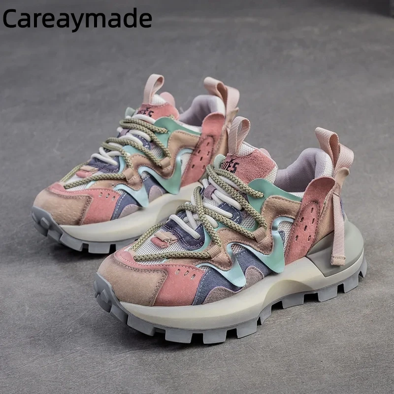 

Careaymade-Air Mesh, массивные кроссовки из натуральной кожи, женские дышащие удобные летние ботинки на плоской подошве, модная обувь разных цветов