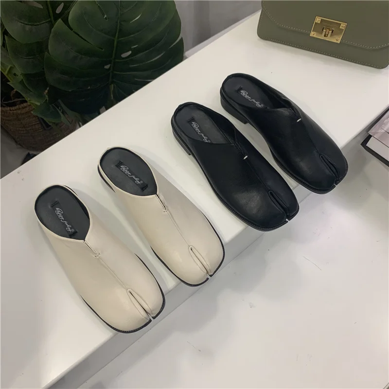 

Bailamos Tabi Ninja Moccasins Round Split Toe Retro Color Women Single Shoes Buckle Strap Casual Soft Mary Janes Shoes