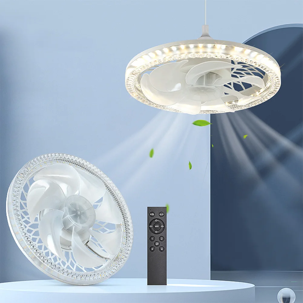 Ventilador de teto moderno com luz LED, controle remoto, 3 cor temperatura opções, casa e quarto