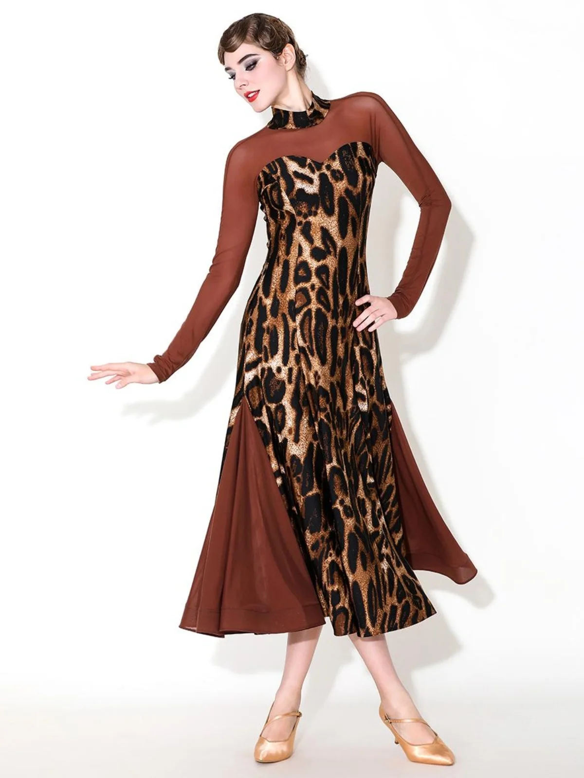 2025 여성용 뉴 와일드 레오파드 모던 댄스 드레스 내셔널 스탠다드 댄스 드레스 왈츠 드레스 1881