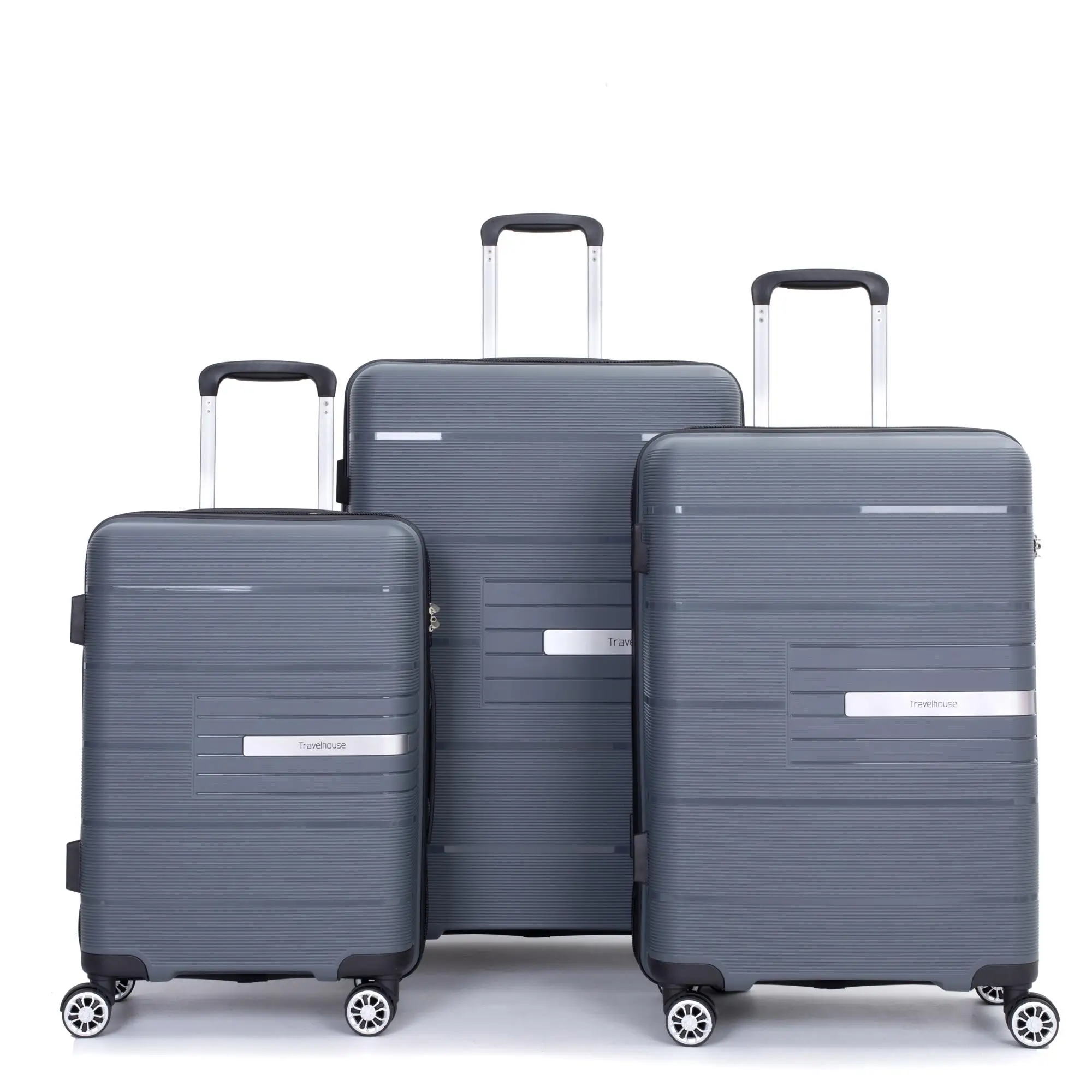 3-Piece Lightweight Hardshell Luggage Set with  Spinner Wheels & TSA Lock - Gray (20/24/28)