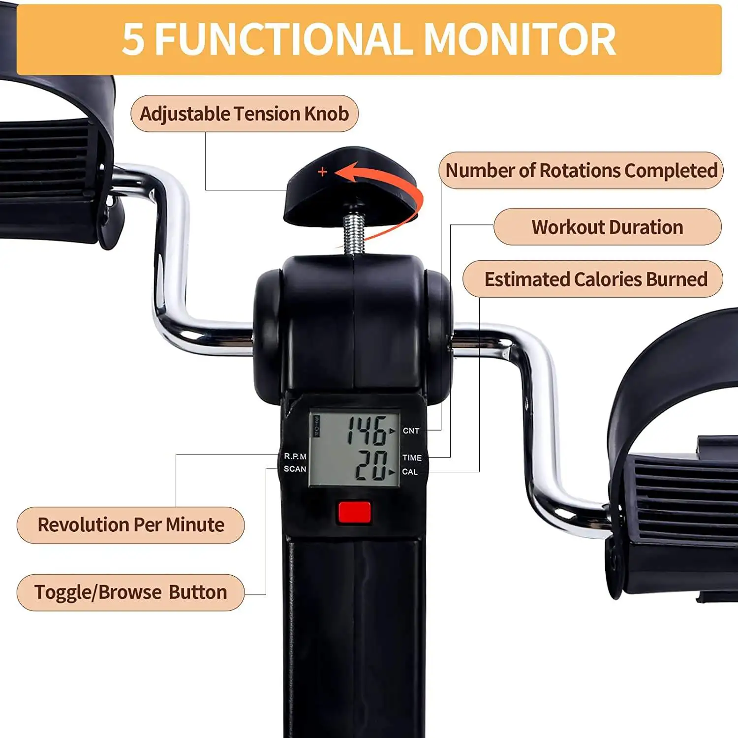 معدات اللياقة البدنية المنزلية لصالة الألعاب الرياضية، دراجة تمارين صغيرة بدواسة القدم لدراجة تدريب قوة الساق، دراجة بدواسة لكبار السن #2
