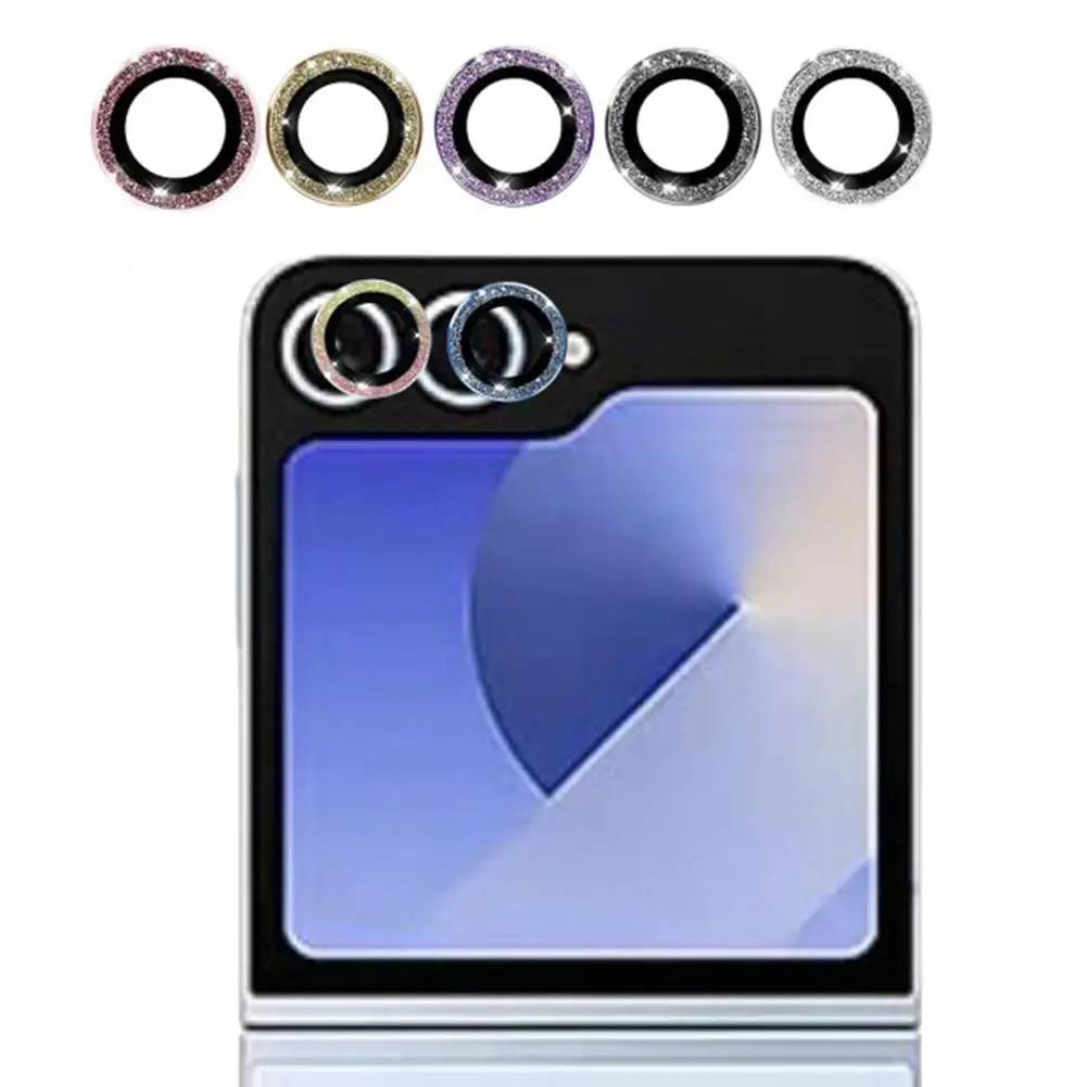 Bling Tiny Diamond Alloy Camera Glass Protector For Samsung Galaxy Z Flip6 Glitter Metal Lens Cap Locator