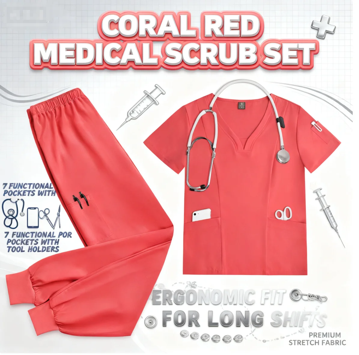 Unisex Doctor Uniforms Hospital Nursing Attire Scrub Top and Pants Sets Comfortable Breathable - view 2